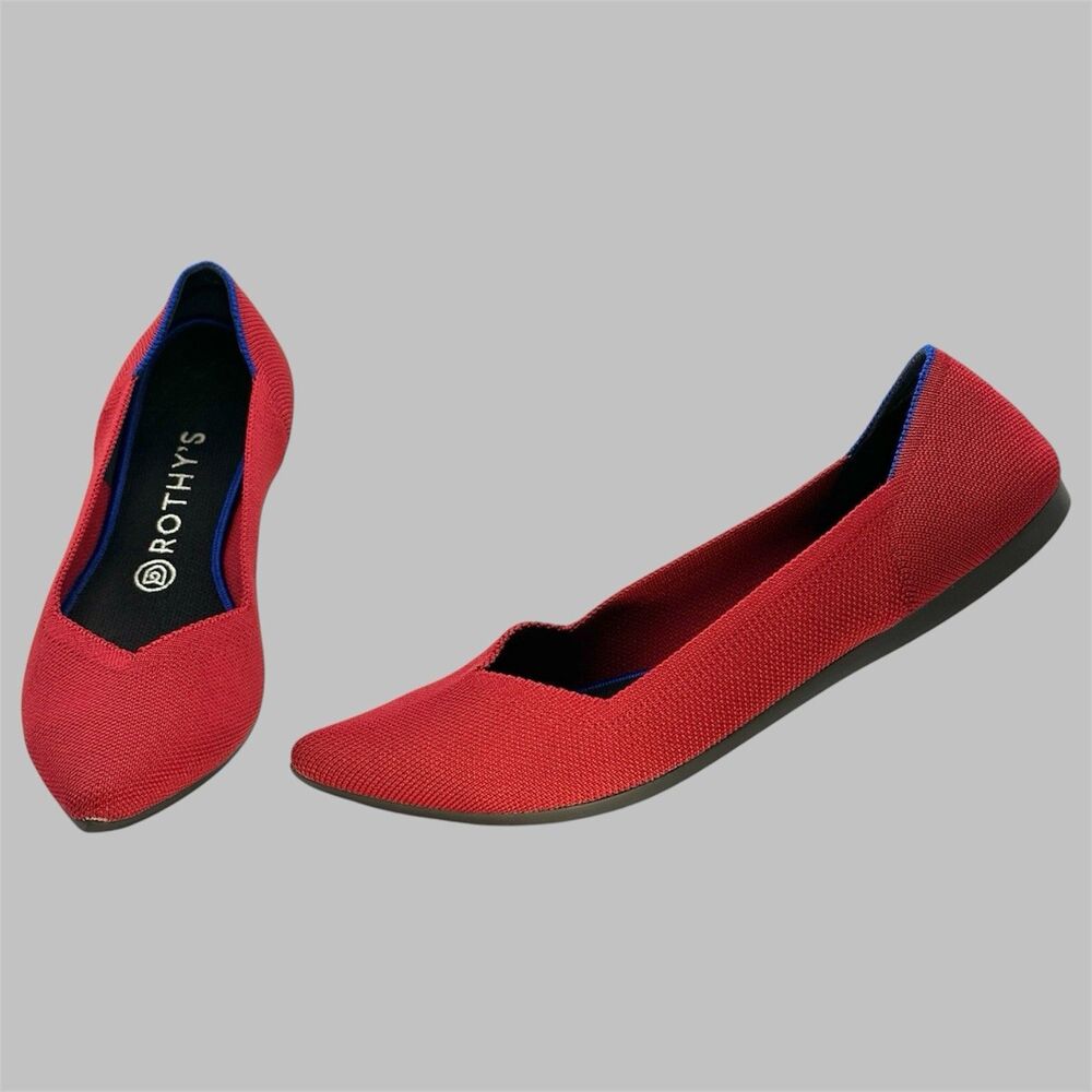 Rothy’s The Point Flats Red And Blue Knit Women’s Size 10 Washable Comfort